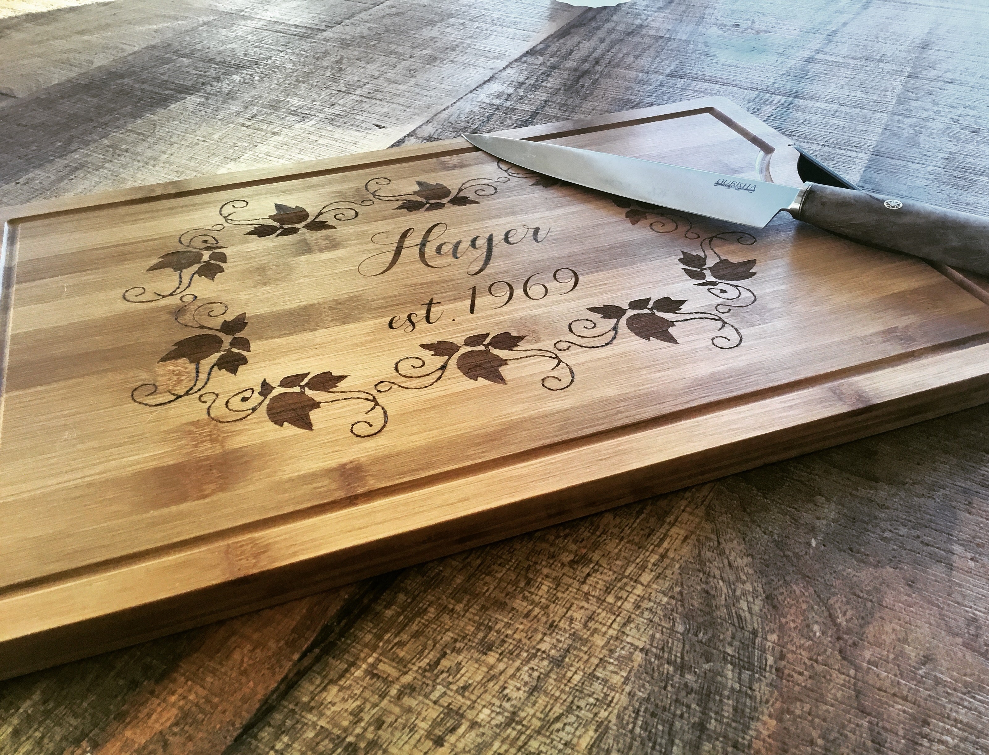 Organic 100% Natural Bamboo Personalized Cutting Boards - Standing Pines Ranch