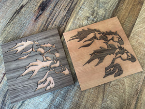 Walnut and Cherry Wood Horses Inverse Inlay (Set of 2) - Standing Pines Ranch