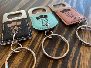 Customized Leather Bottle Opener Key Chains - Standing Pines Ranch